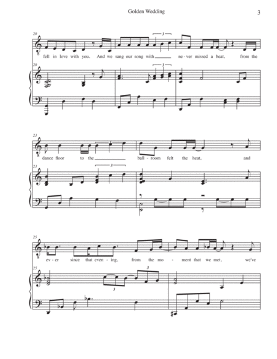 Golden Wedding (for a 50th Wedding Anniversary Celebration) - Key of C/D Piano, Vocal, Guitar scores gallery preview page 4