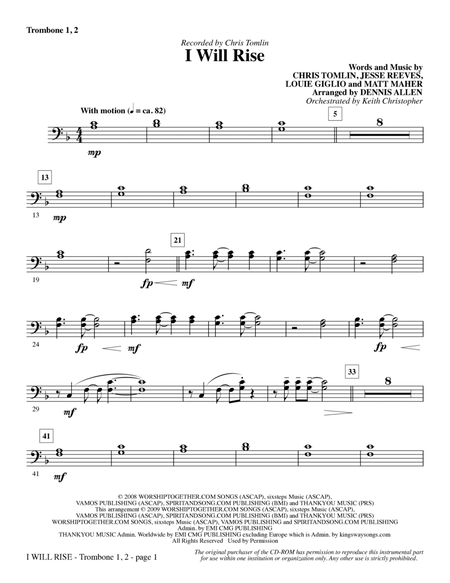 I Will Rise - Trombone 1 & 2