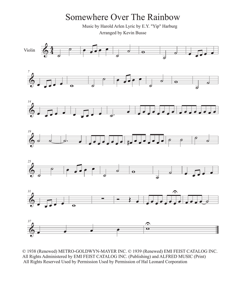 Over The Rainbow (from The Wizard Of Oz) Violin Solo scores gallery preview page 1