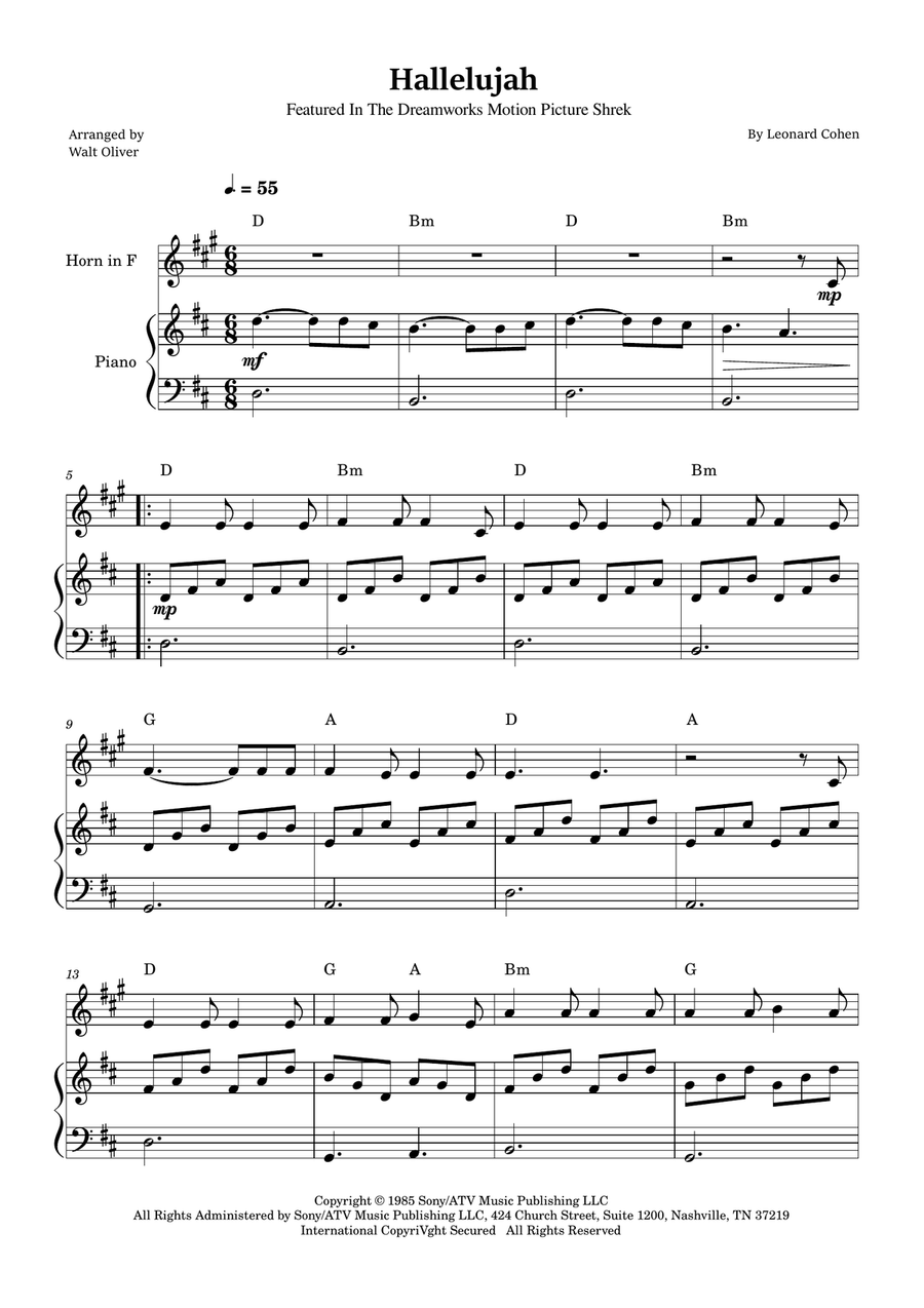 Hallelujah Horn scores gallery preview page 1