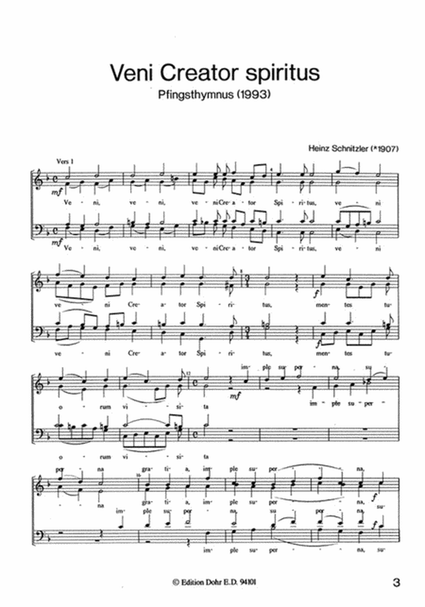 Zwei Motetten zum Pfingstfest für vierstimmigen gemischten Chor a cappella (1993)