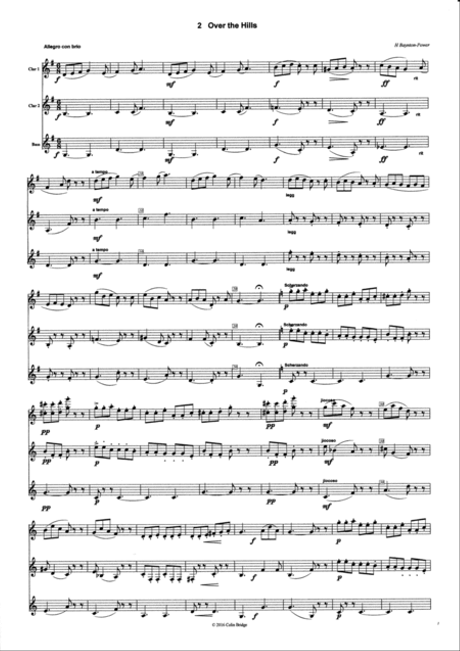 One Summer's Day (1916) by H Baynton-Power for Clarinet Trio (2 Bb & Bass) Clarinet Trio scores gallery preview page 3