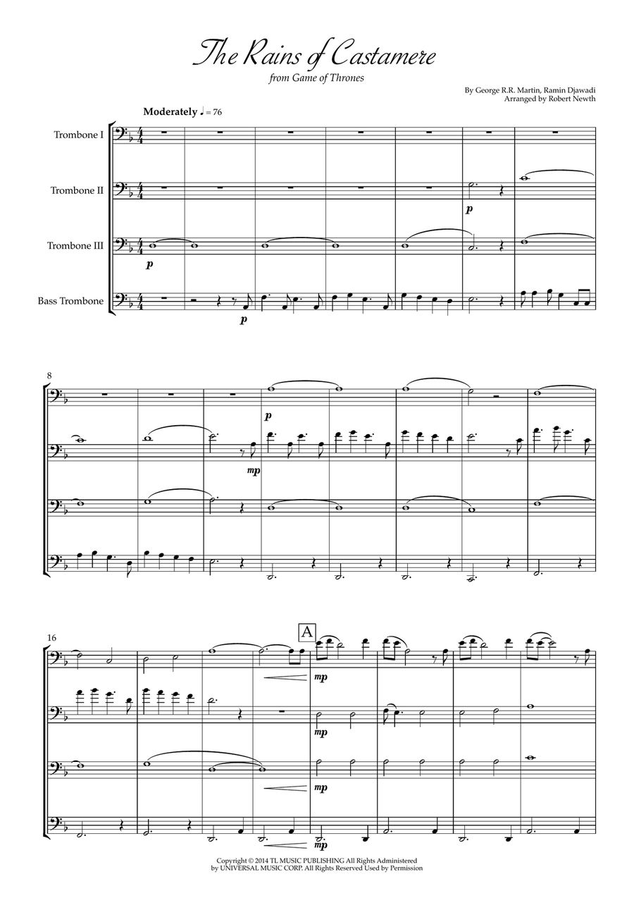 The Rains Of Castamere Brass Ensemble scores gallery preview page 1