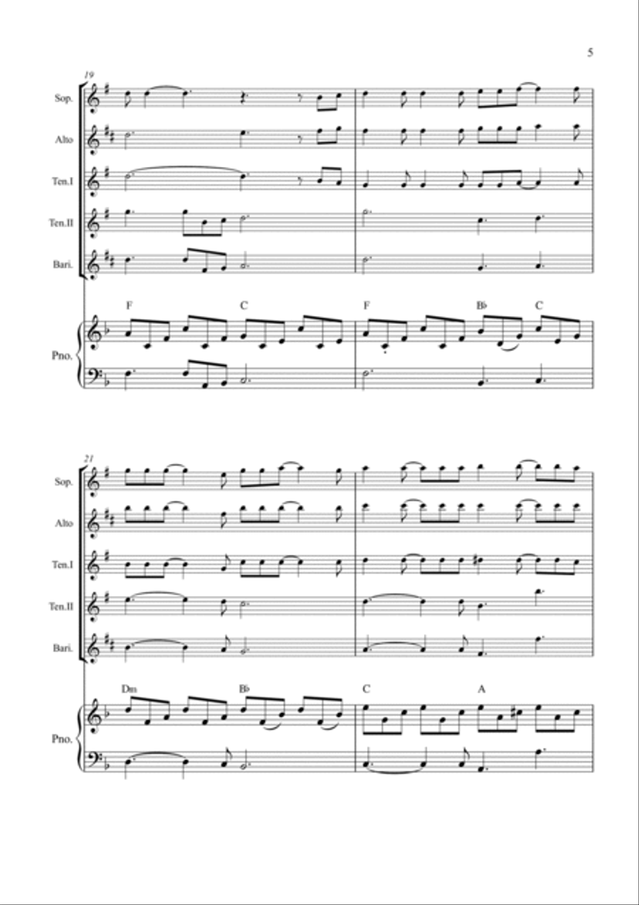 Hallelujah Saxophone Quintet scores gallery preview page 5