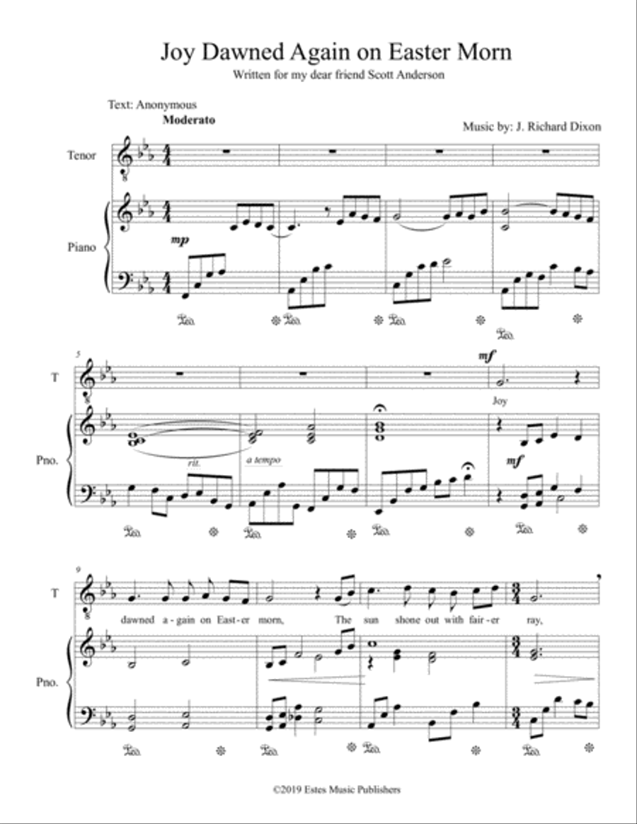 Joy Dawned Again on Easter Morn; Solo for Tenor Voice Solo scores gallery preview page 1