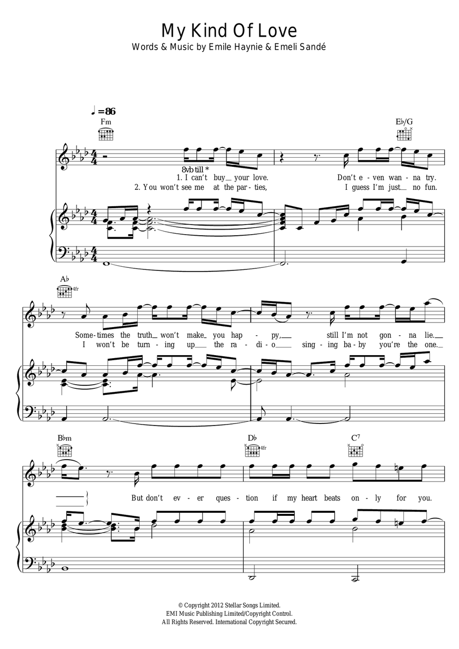 My Kind Of Love My Kind Of Love Piano, Vocal, Guitar scores gallery preview page 1