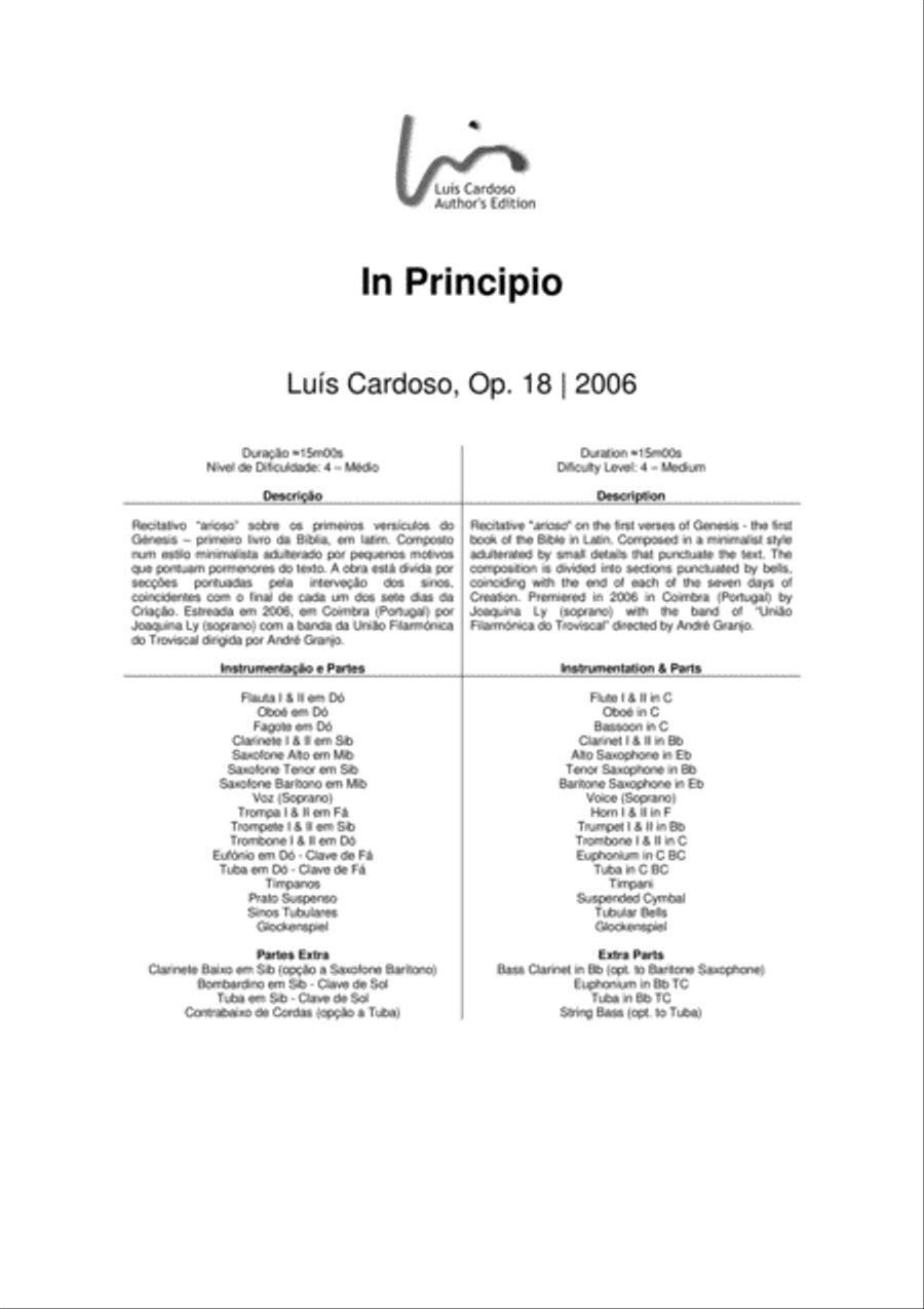 In Principio (for Soprano voice and wind band) Concert Band scores gallery preview page 3