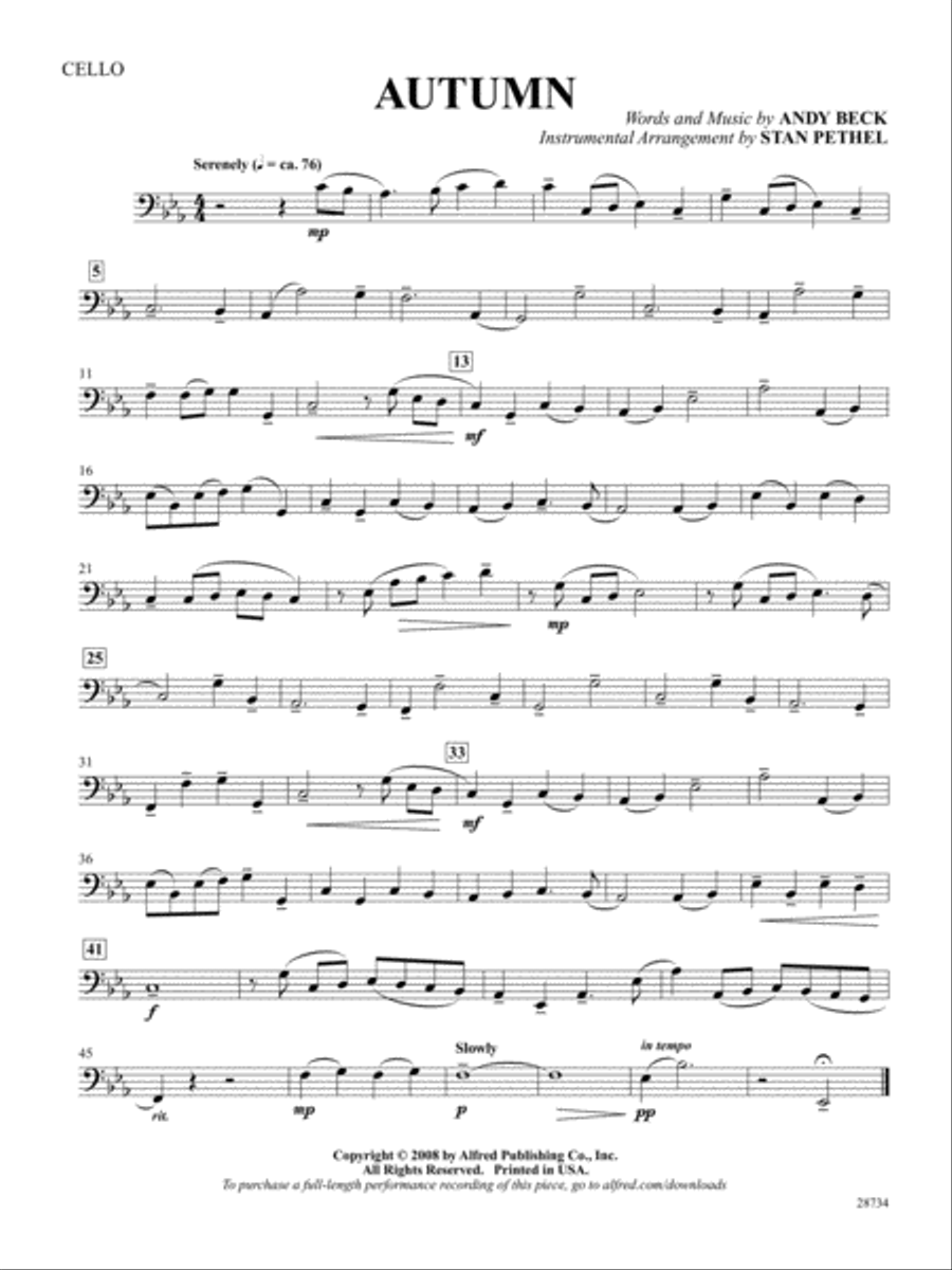 Autumn: Cello Autumn: Cello Part scores gallery preview page 1