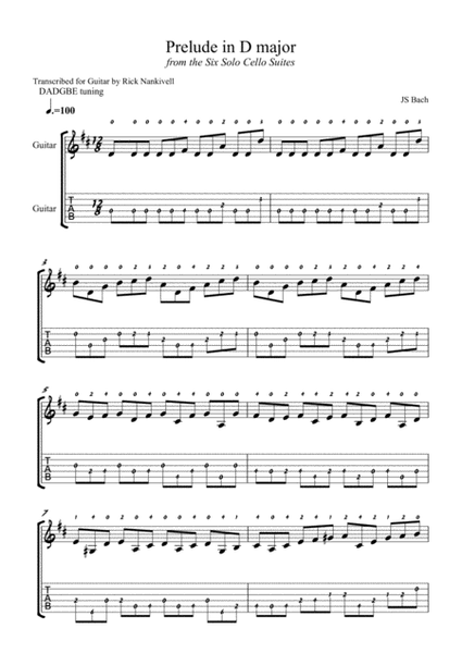 Prelude in D major BWV 1012