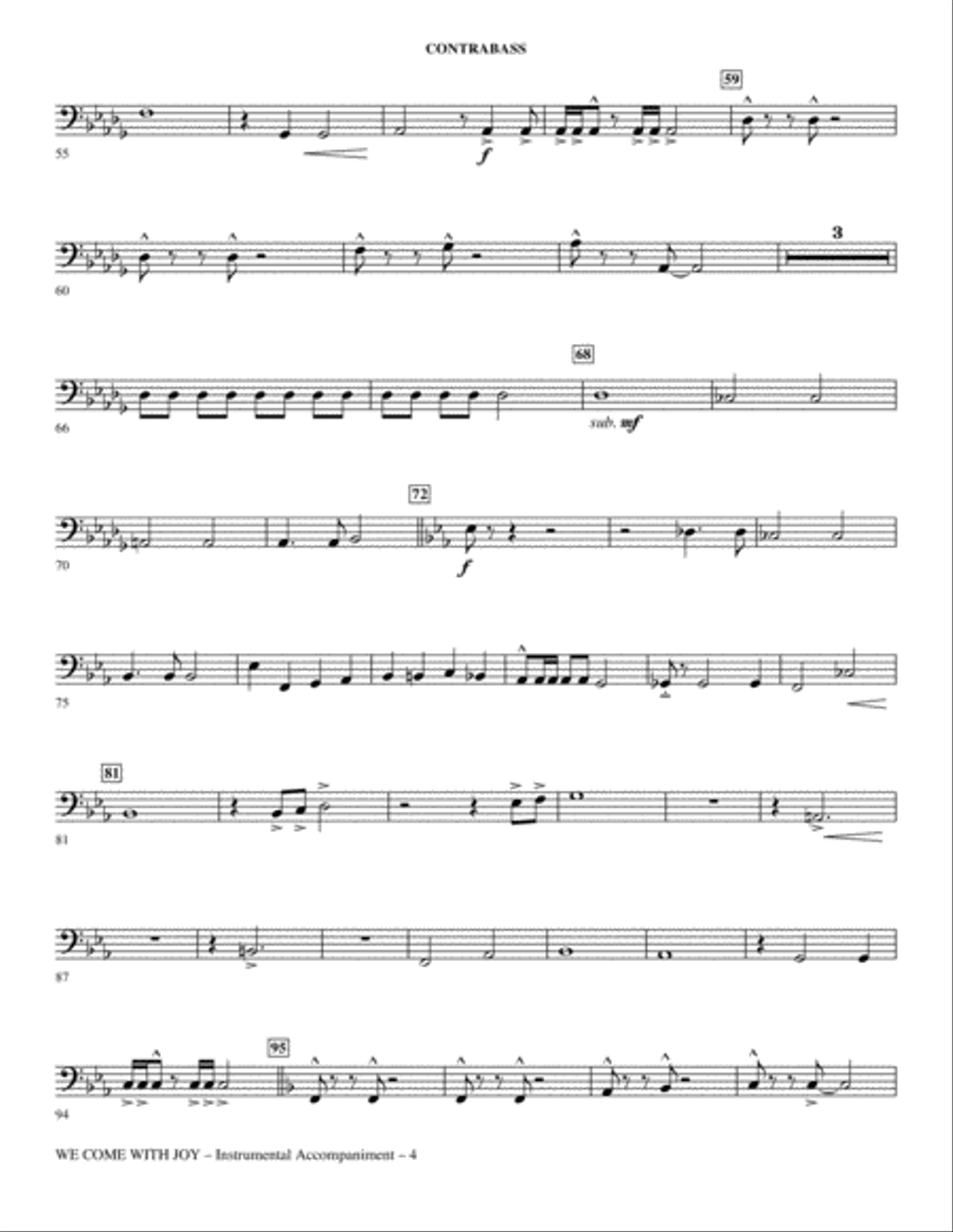 We Come With Joy Orchestration - Contrabass Choir scores gallery preview page 4