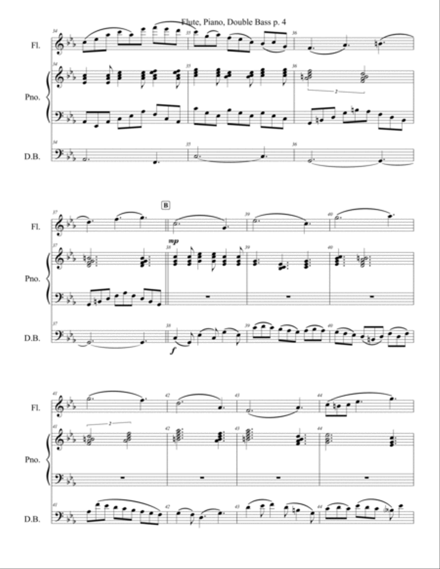 Flute Piano Double Bass - A Nocturn Flute scores gallery preview page 5