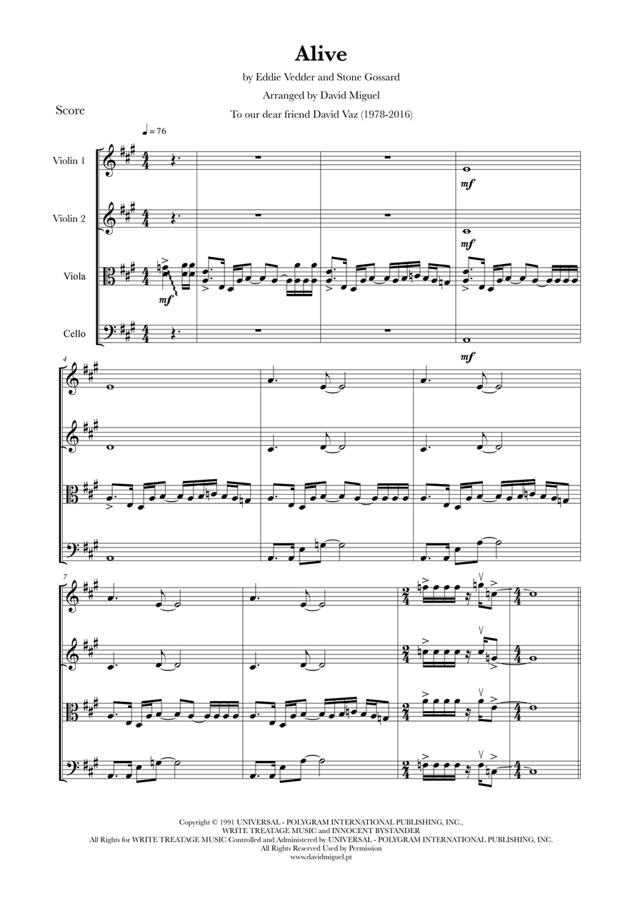 Alive String Quartet scores gallery preview page 1