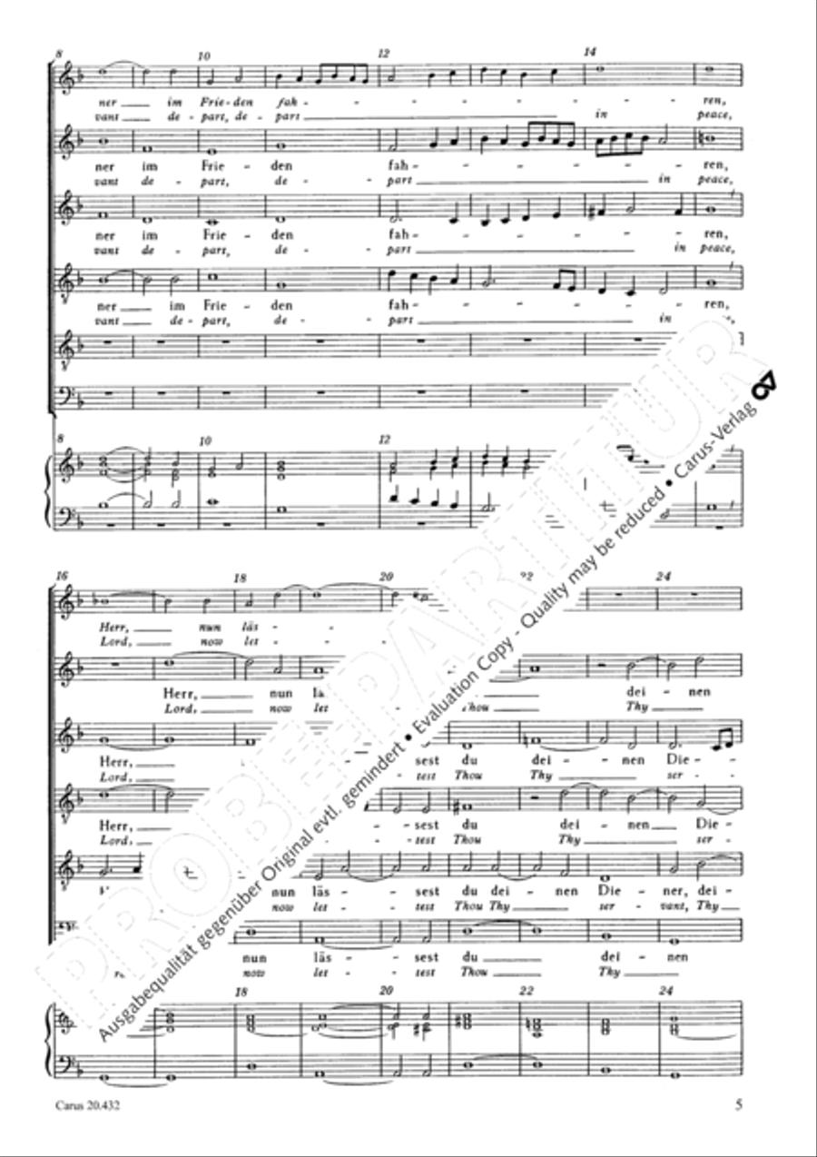 Lord, now lettest thou thy servant depart (Herr, nun lassest du deinen Diener) Choir scores gallery preview page 6