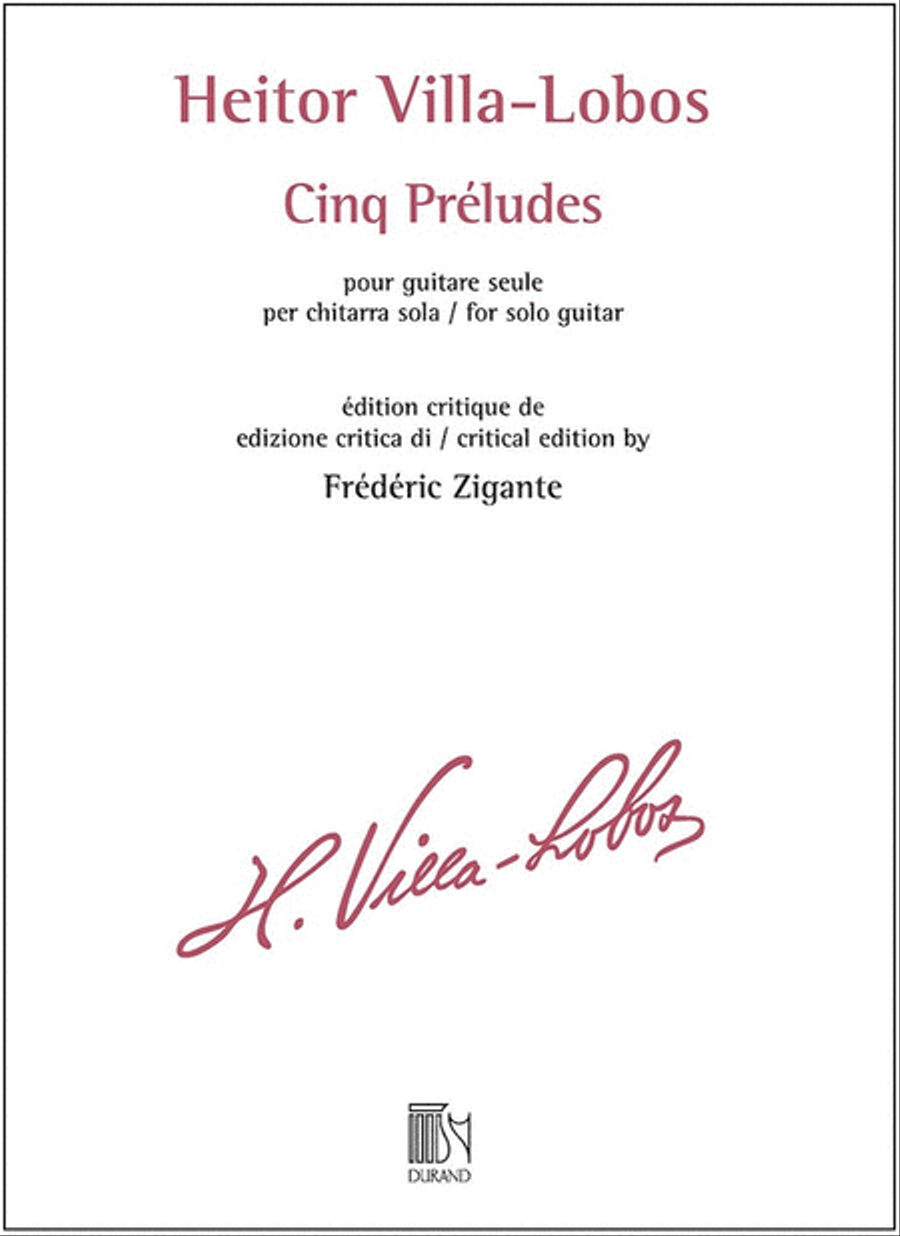 Cinq Préludes for Solo Guitar Acoustic Guitar scores gallery preview page 1