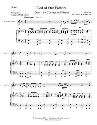 GOD OF OUR FATHERS (Duet – Bb Clarinet and Piano/Score and Parts)