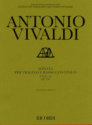 Book cover for Sonata in G Major for Violin and Basso Continuo RV798