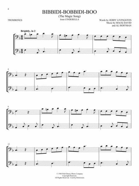 Disney Songs for Two Trombones by Various Trombone Duet - Sheet Music