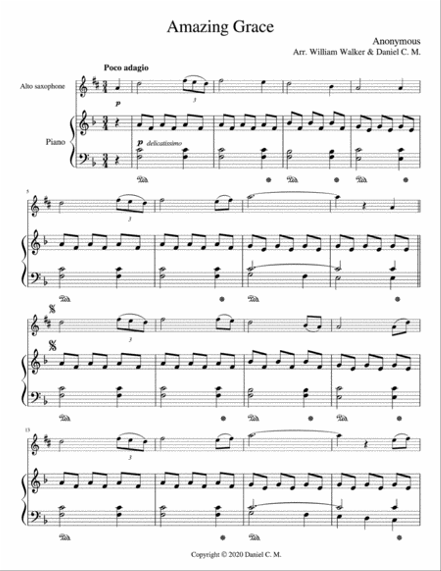 Amazing Grace for alto saxophone and piano Tenor Saxophone scores gallery preview page 2