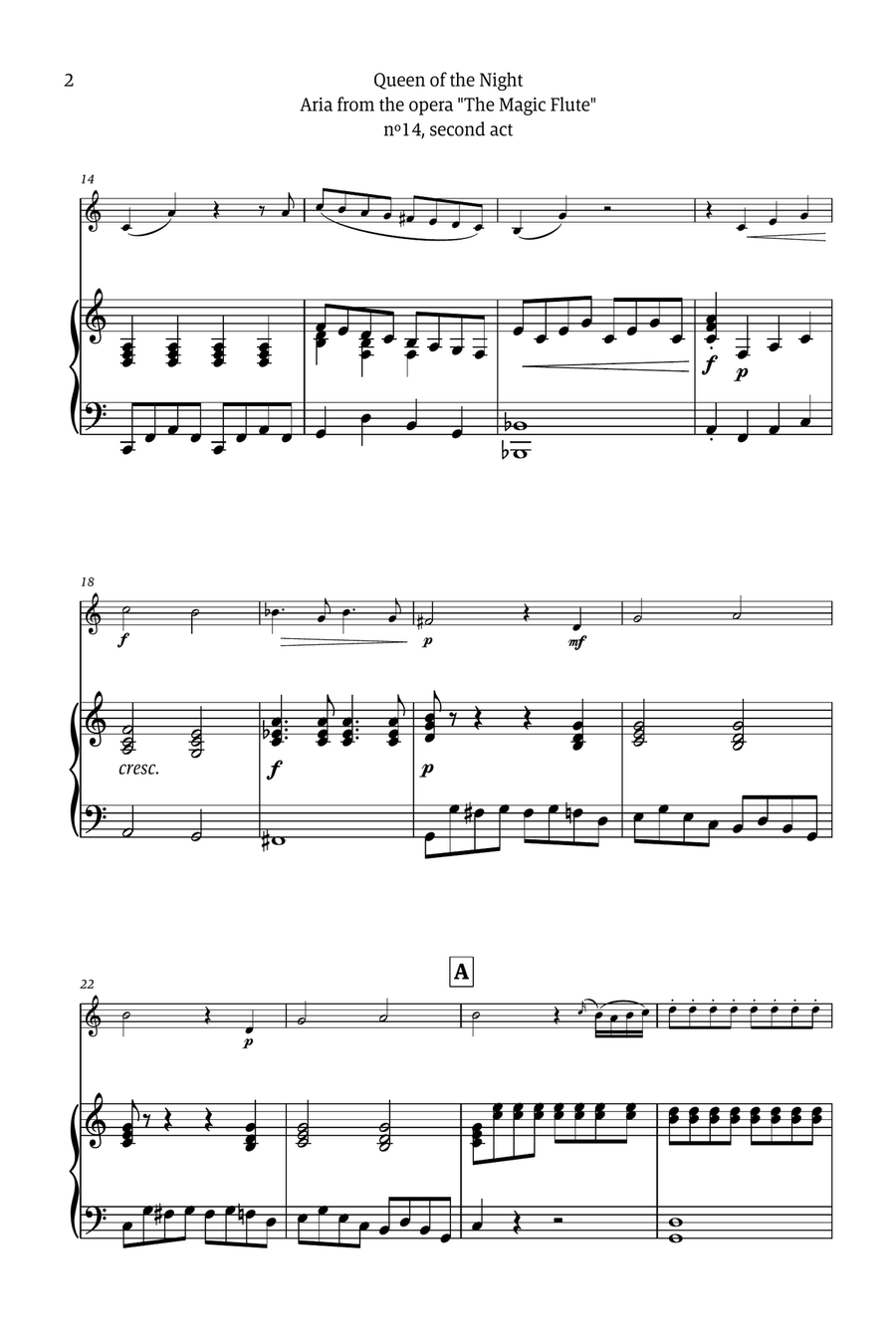 Queen of the Night - for solo french horn (with piano) Chamber Music scores gallery preview page 2
