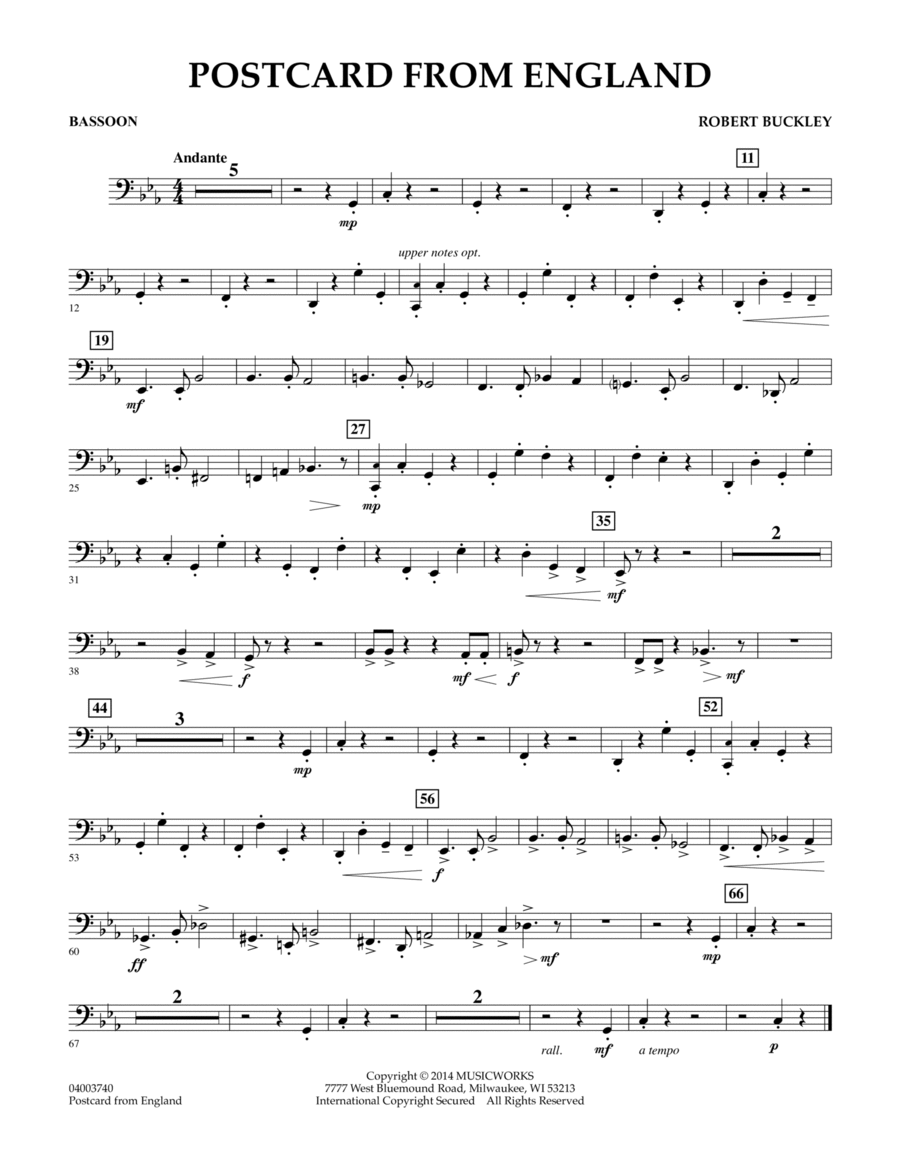 Postcard from England - Bassoon Concert Band scores gallery preview page 1