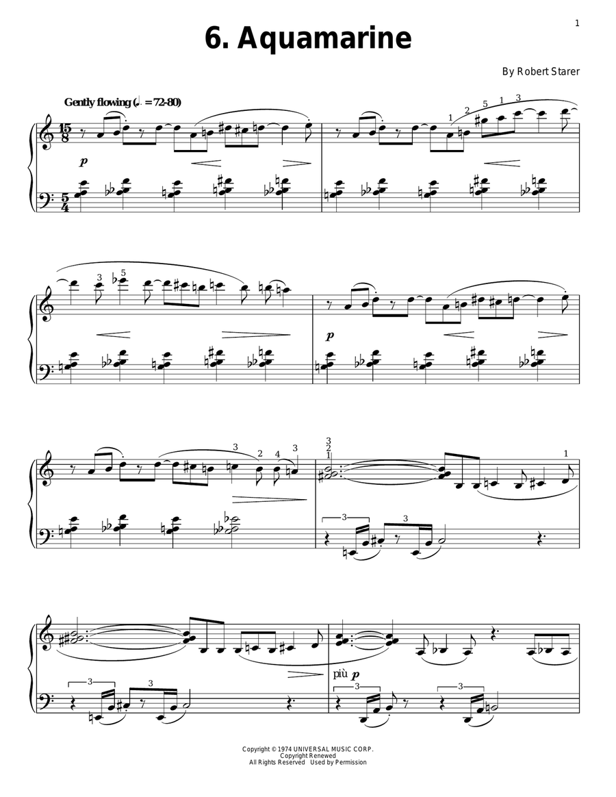 Aquamarine Aquamarine Piano Solo scores gallery preview page 1