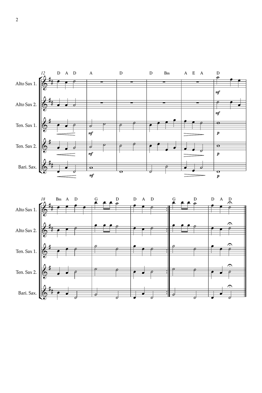 Deck The Halls for Sax quintet Saxophone Quintet scores gallery preview page 2