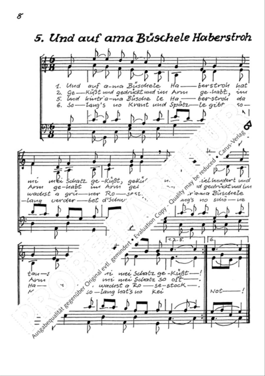 Drunten im Unterland. Sechs schwabische Volkslieder Choir scores gallery preview page 11