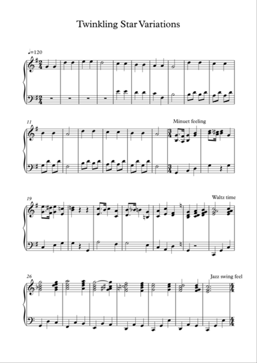The Twinkling Star Variations Piano Solo scores gallery preview page 1