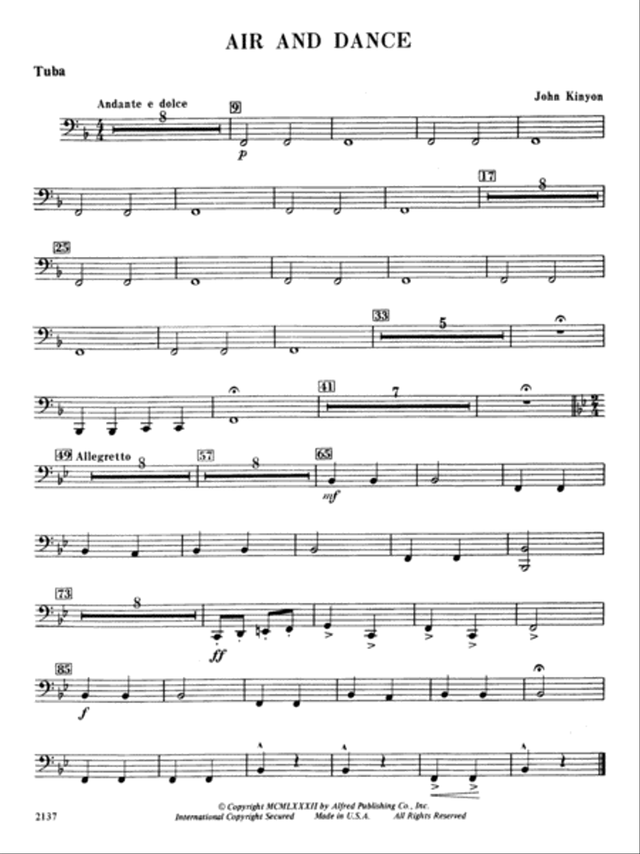 Air and Dance: Tuba Concert Band scores gallery preview page 1