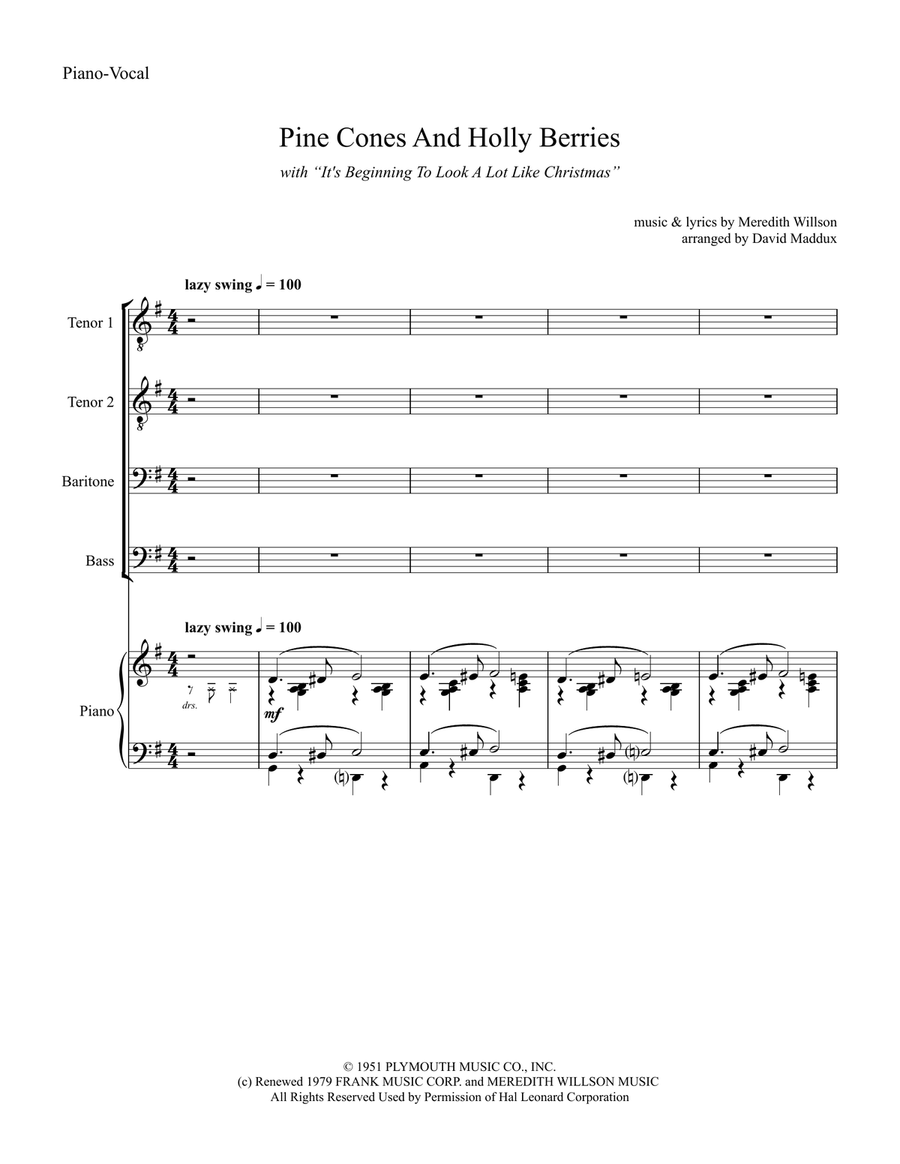 It's Beginning To Look Like Christmas TTBB scores gallery preview page 1