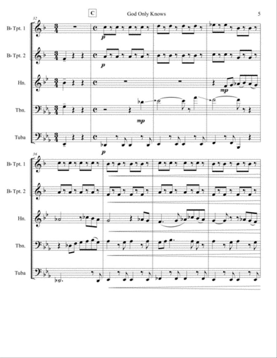 God Only Knows Brass Ensemble scores gallery preview page 5