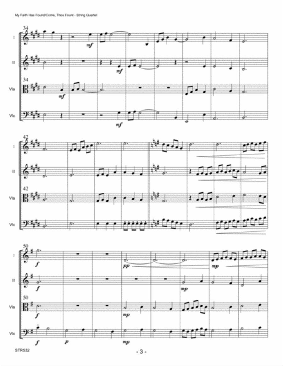 MY FAITH HAS FOUND/COME THOU FOUNT - STRING QUARTET (unaccompanied) A Cappella scores gallery preview page 3