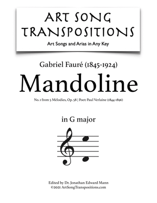 Book cover for FAURÉ: Mandoline, Op. 58 no. 1 (transposed to G major)