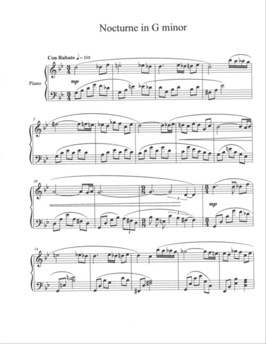 Nocturne in G Minor Piano Solo scores gallery preview page 3