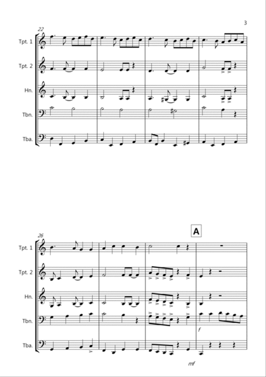 Ding Dong Merrily On High (Jazzy Style!) for Brass Quintet Brass Quintet scores gallery preview page 3