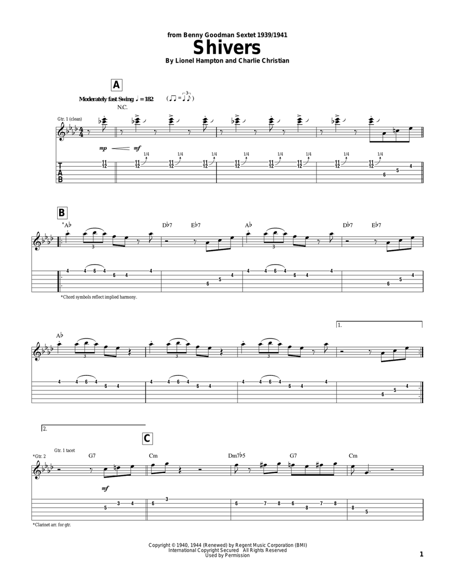 Shivers Shivers Electric Guitar scores gallery preview page 1