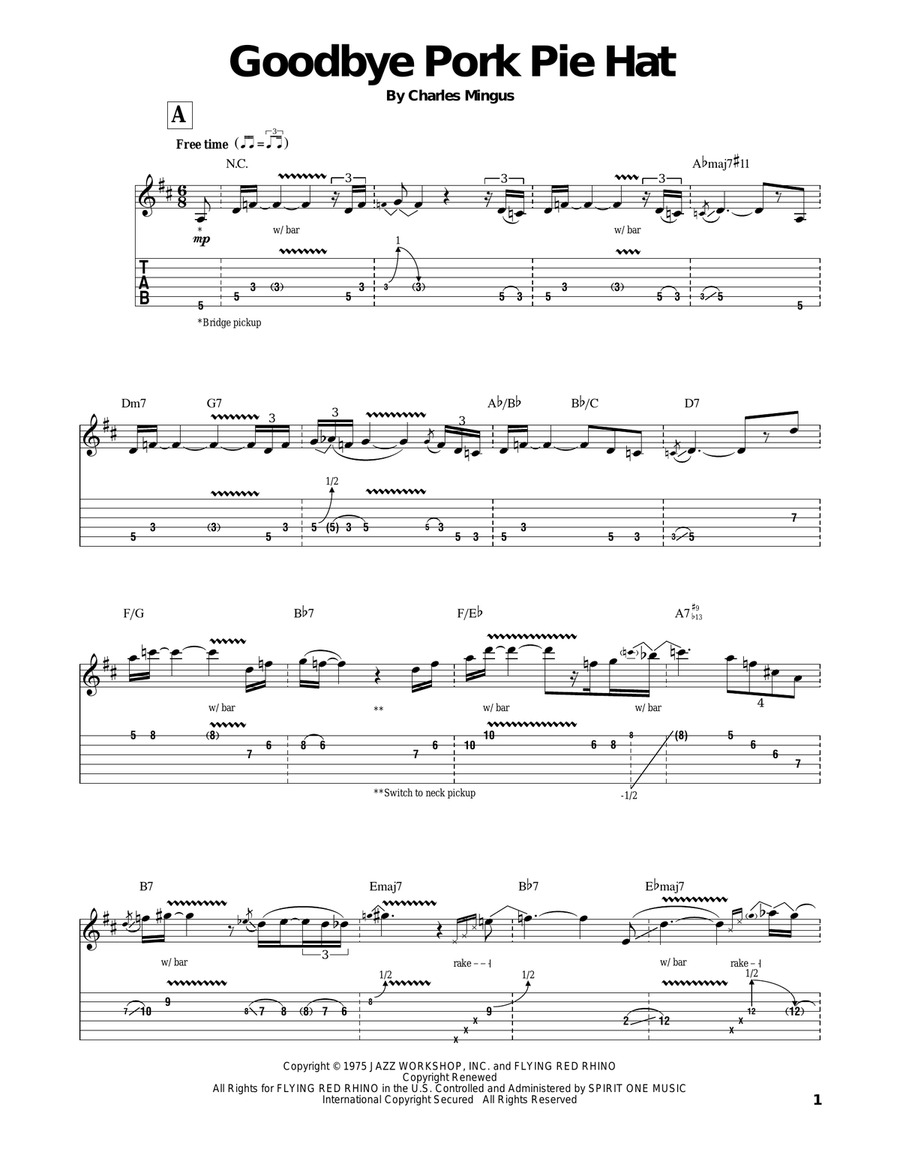 Goodbye Pork Pie Hat Acoustic Guitar scores gallery preview page 1