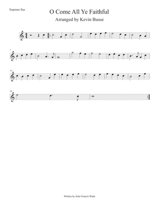 O Come All Ye Faithful (Easy key of C) Soprano Sax