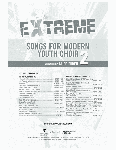 Extreme! Songs for Modern Youth Choir, Volume 2 (Rhythm/Chord Chart CD-ROM) image number null
