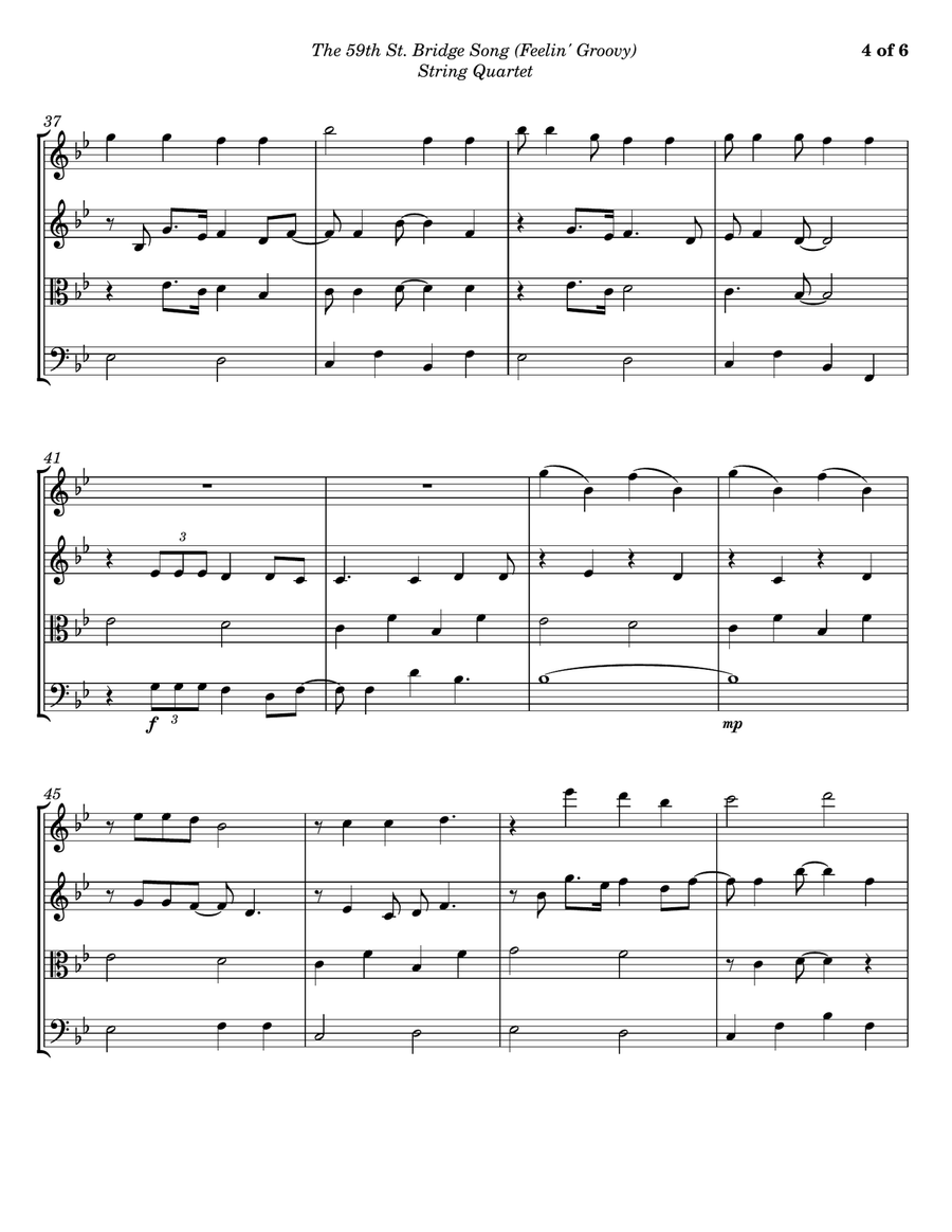 The 59th Street Bridge Song (feelin' Groovy) String Quartet scores gallery preview page 4