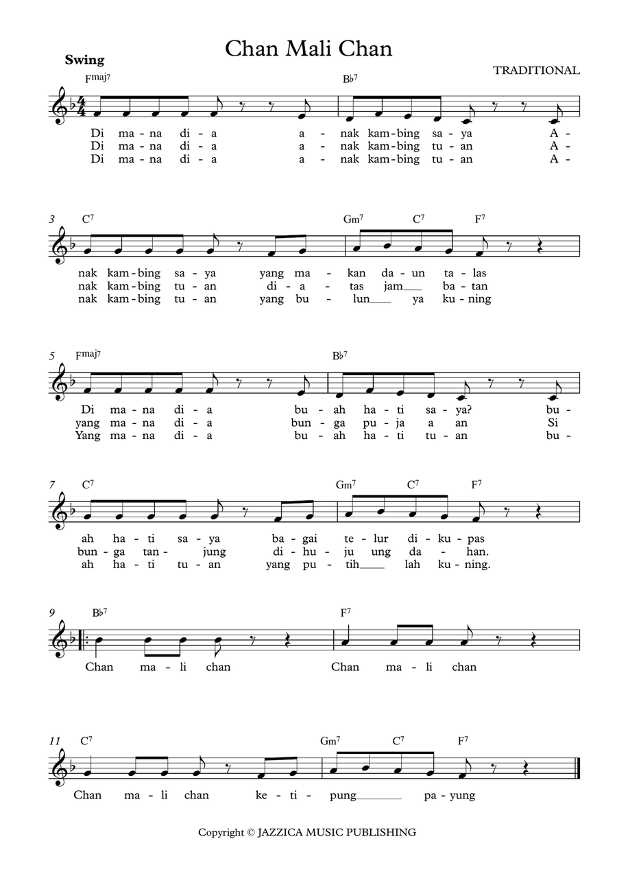 Chan Mali Chan Alto Voice scores gallery preview page 1