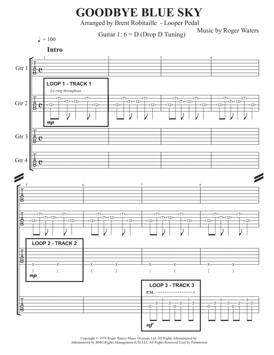 Goodbye Blue Sky Goodbye Blue Sky Guitar Tablature scores gallery preview page 1