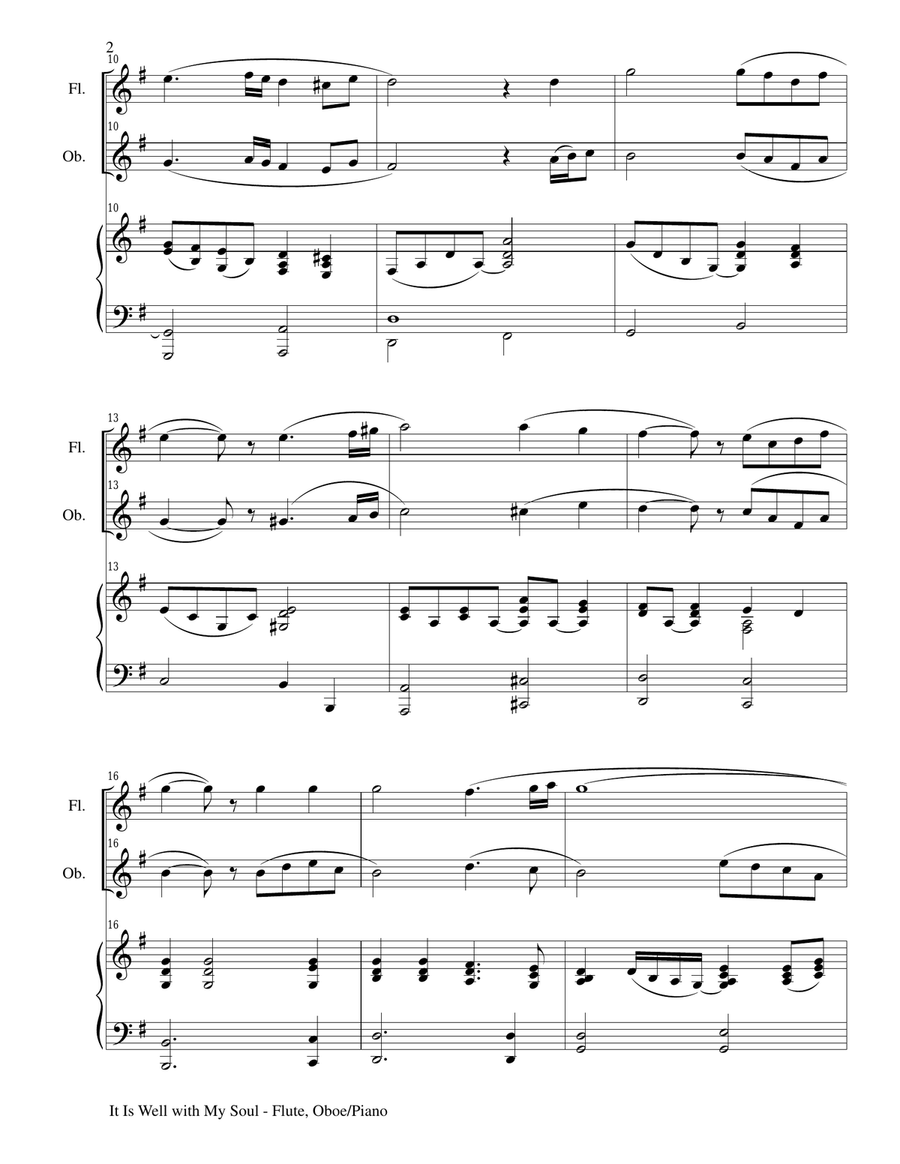 IT IS WELL WITH MY SOUL (Trio - Flute, Oboe and Piano with Parts) Woodwind Duet scores gallery preview page 2