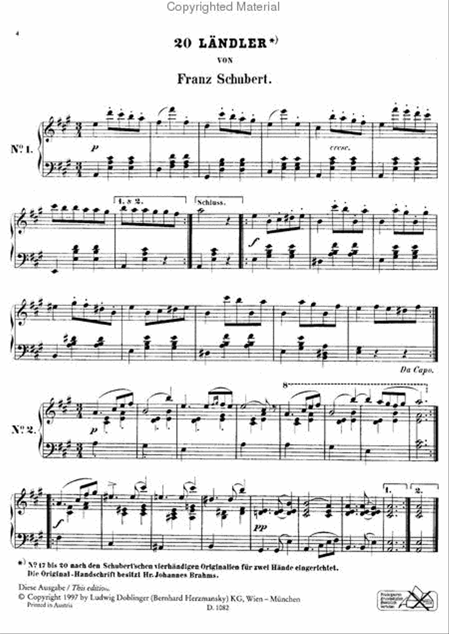 20 Landler 20 Landler Easy Piano scores gallery preview page 2