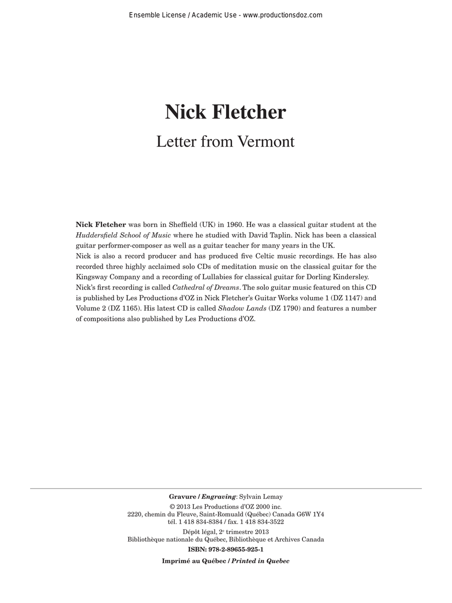 Letter from Vermont