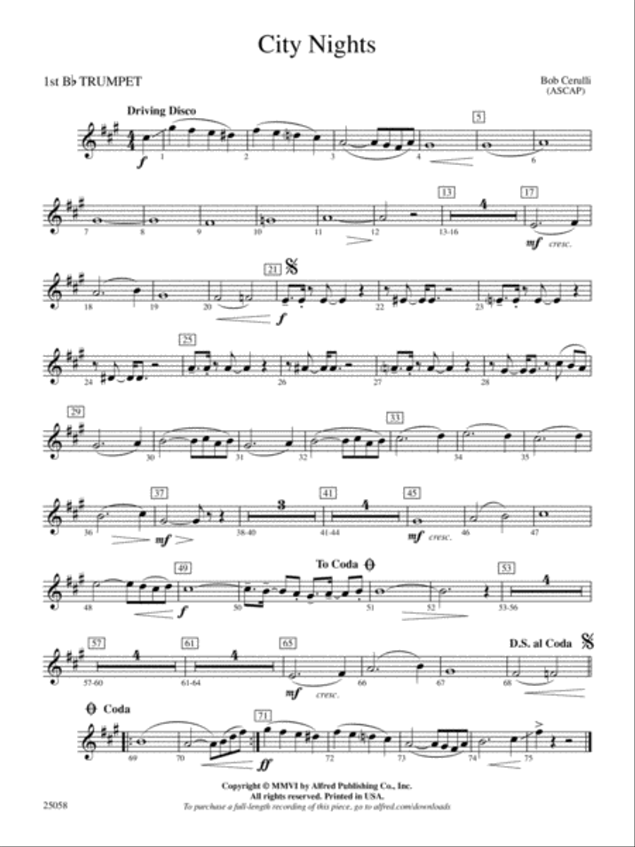 City Nights: 1st B-flat Trumpet Full Orchestra scores gallery preview page 1