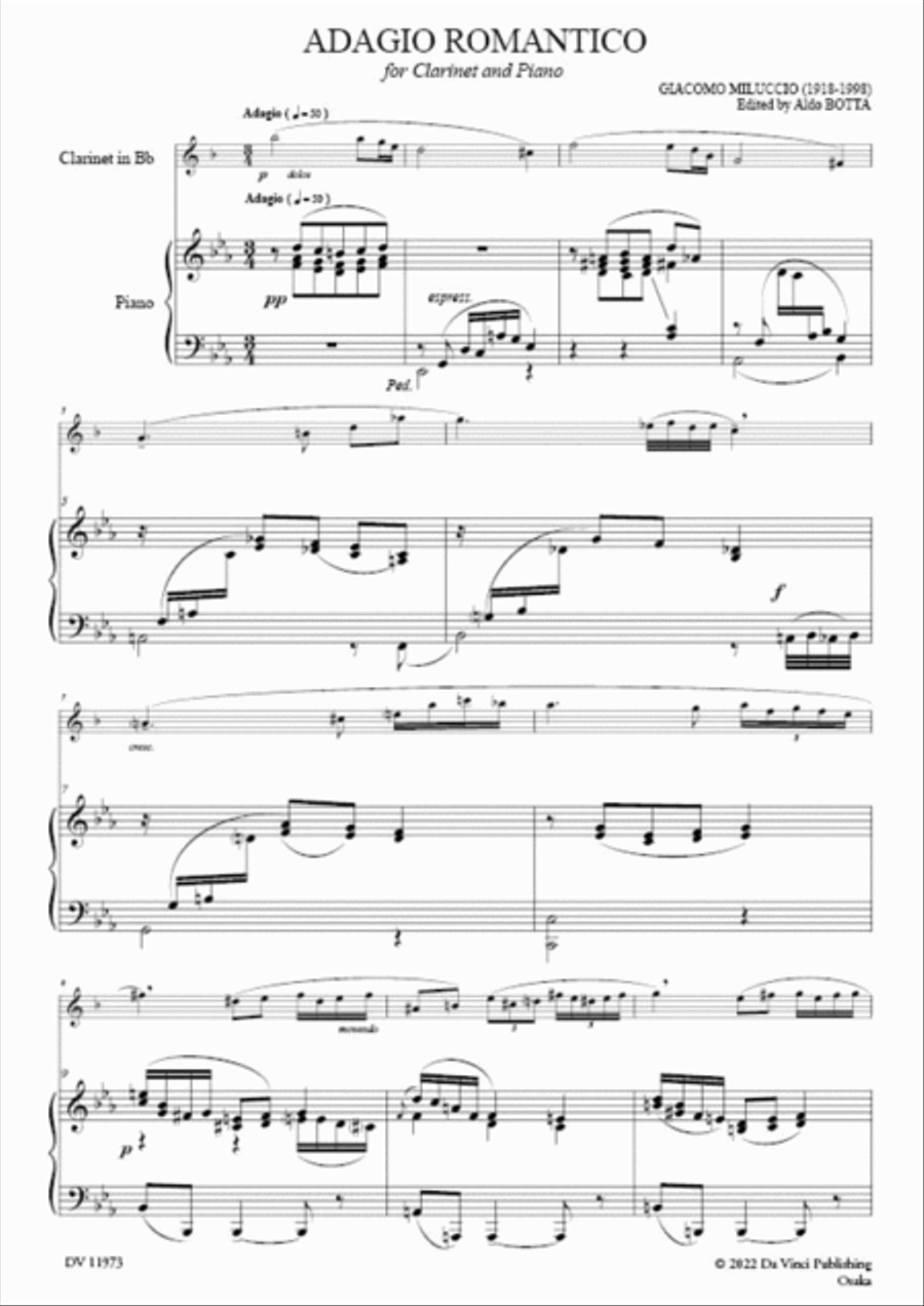 Adagio Romantico, for Clarinet and Piano Clarinet Solo scores gallery preview page 2