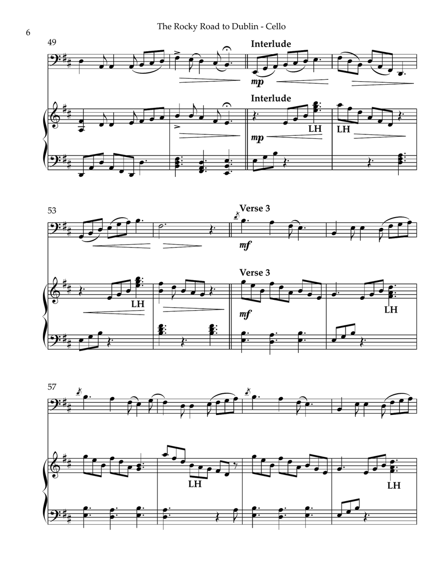 The Rocky Road to Dublin, Duet for Cello & Harp String Duet scores gallery preview page 6