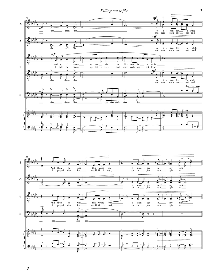 Killing Me Softly With His Song 4-Part scores gallery preview page 3
