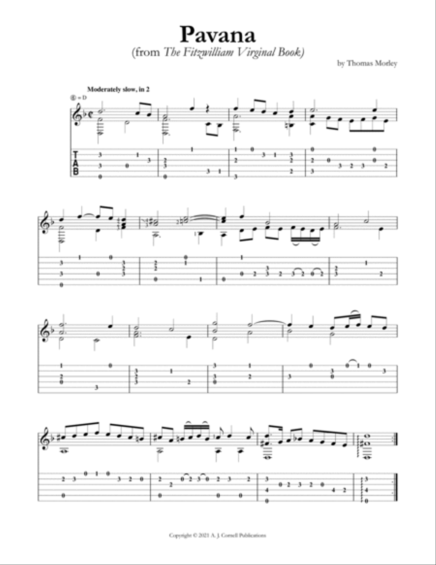 Pavana Classical Guitar scores gallery preview page 1